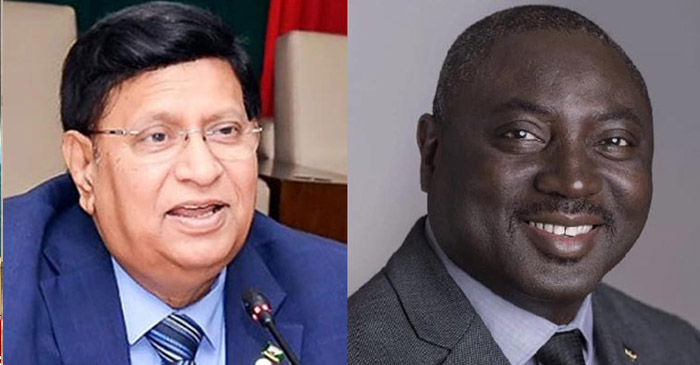 পররাষ্ট্রমন্ত্রী ড. এ কে আব্দুল মোমেন ও গাম্বিয়ার পররাষ্ট্রমন্ত্রী মামাদু টাঙ্গারা: ফাইল ছবি