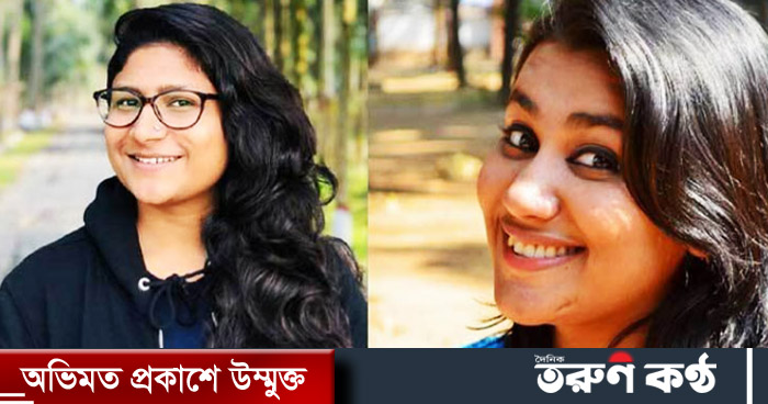 ছাত্রলীগ নেত্রী নিশি ও শান্তা।  ছবি: সংগৃহীত