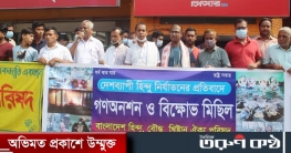 লাকসামে বাংলাদেশ হিন্দু বৌদ্ধ খ্রিষ্টান ঐক্য পরিষদের মানববন্ধন