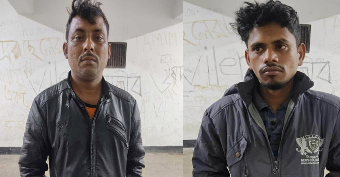 ভিক্টর ক্লাসিক পরিবহনের বাসচালক লিটন ও হেলপার আবুল খায়ের।