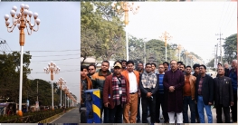 সড়কবাতিতে সাজছে আলুপট্টি-কোর্ট সড়ক,পরিদর্শনে রাসিক মেয়র